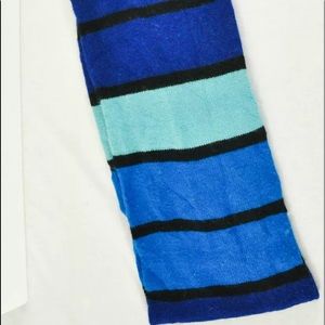 scarf blue & green striped knit nylon blend 60"